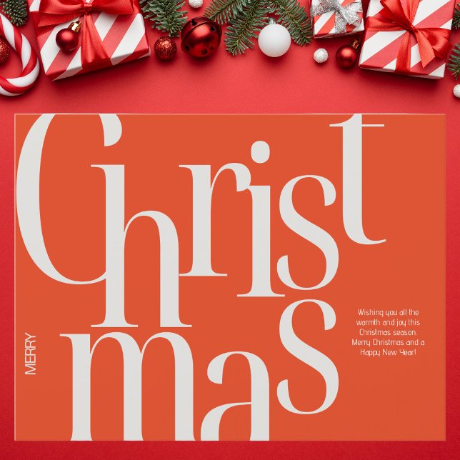Minimalistische Weihnachten in Rot und Beige Postkarte (Von Creator hochgeladen)