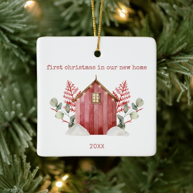 Minimalistische Weihnachten in unserem neuen Zuhau Keramikornament (Baum)