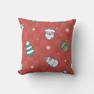 Minimalistische Weihnachten: Rotes Nahtloses Desig Kissen