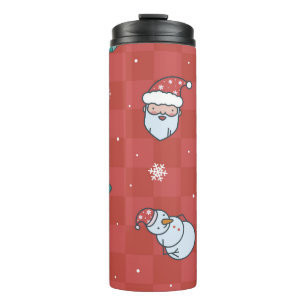 Minimalistische Weihnachten: Rotes Nahtloses Desig Thermosbecher