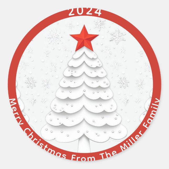 Minimalistische Weihnachten Runder Aufkleber (Vorderseite)