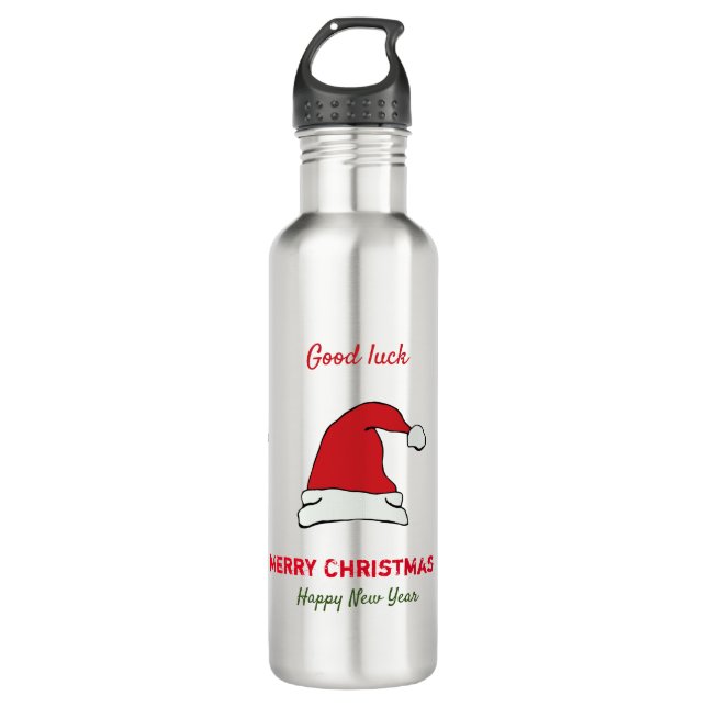 Minimalistische Weihnachten und Neues Jahr glückli Edelstahlflasche (Vorderseite)