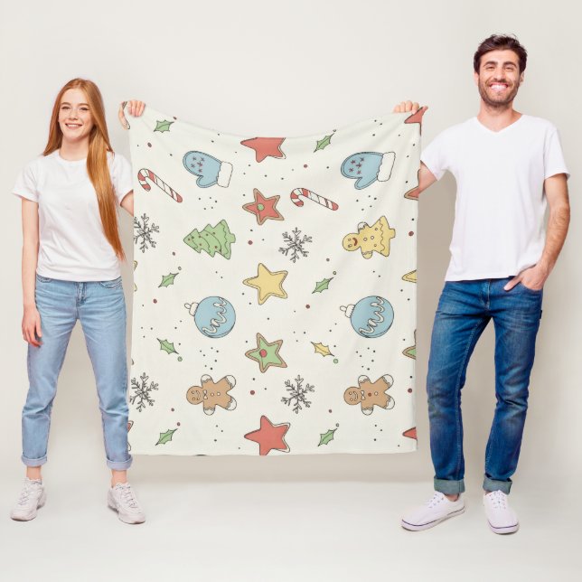 Minimalistische Weihnachts-Cookie-Doodle Fleecedecke (Beispiel)