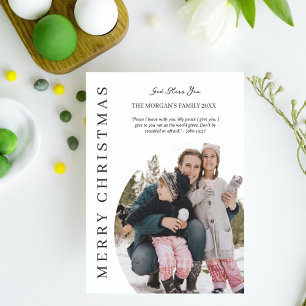 Minimalistische Weihnachts-Familien-Bibelvers-Foto Postkarte