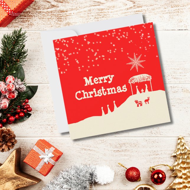 Minimalistische Weihnachts-Krippe Mitteilungskarte (Von Creator hochgeladen)