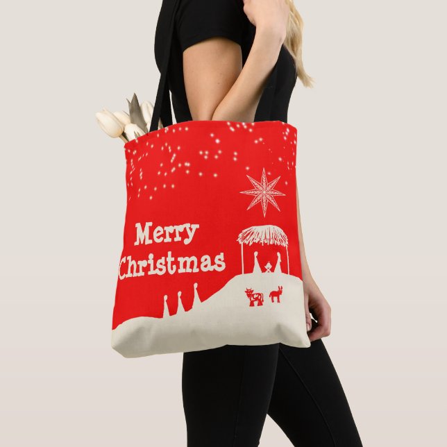 Minimalistische Weihnachts-Krippe Tasche (Von Nahem)