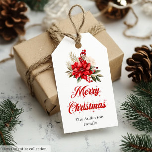 Minimalistische Weihnachts-Poinsettia-Geschenkanhä Geschenkanhänger
