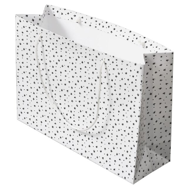 Minimalistische Weihnachts-Schwarz & Weiß-Einfache Große Geschenktüte (Rückseite Schrägansicht)