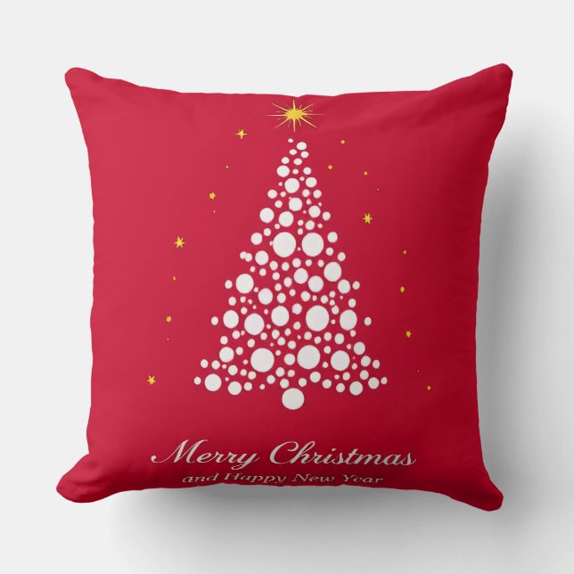 Minimalistische Weihnachtsbaum-Illustration Kissen (Vorderseite)