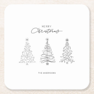 Minimalistische Weihnachtsbäume mit individuellem  Rechteckiger Pappuntersetzer