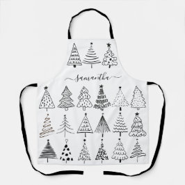 Minimalistische Weihnachtsbäume mit Namen Schürze