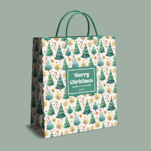 Minimalistische Weihnachtsbäume Name Geschenktasch Mittlere Geschenktüte