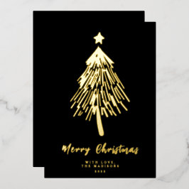 Minimalistische Weihnachtsbaumkarte Folien Feiertagskarte