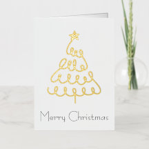 Minimalistische Weihnachtsbaumkarte in Gold