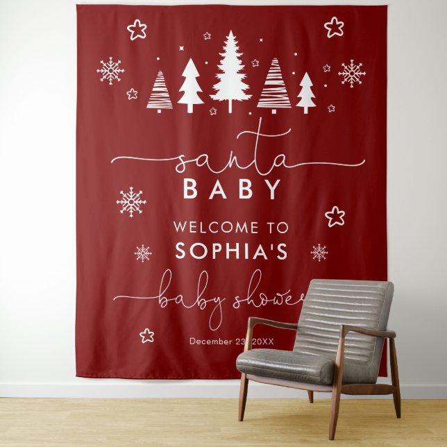 Minimalistische Weihnachtsdusche Red Wandteppich (Beispiel)