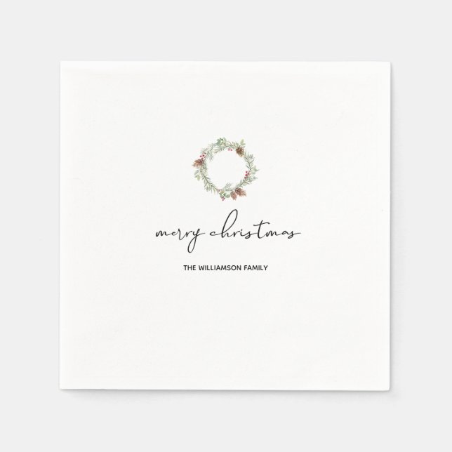 Minimalistische Weihnachtsfamilie Serviette (Vorderseite)
