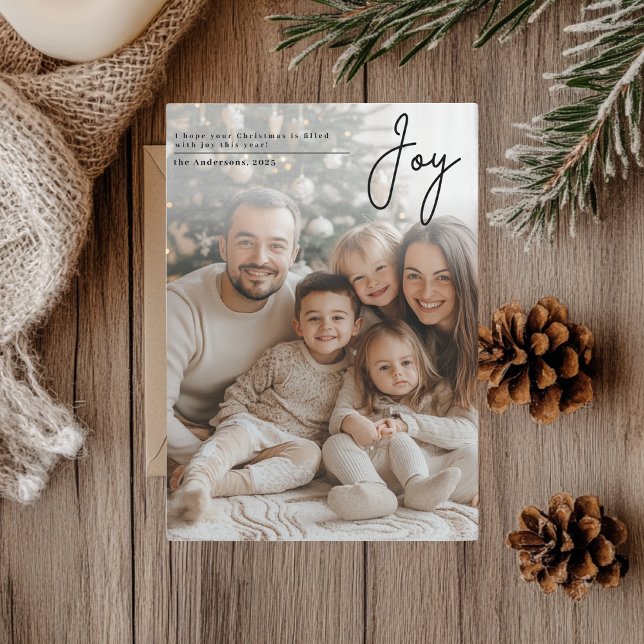 Minimalistische Weihnachtsfamilienfotokarte | Joy Einladung (Von Creator hochgeladen)