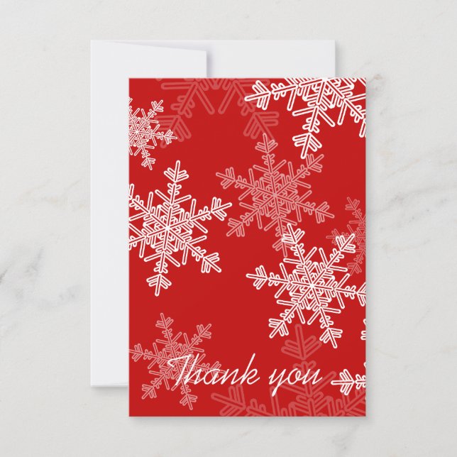 Minimalistische Weihnachtsfeier mit weißem Snowfla Dankeskarte (Vorderseite)