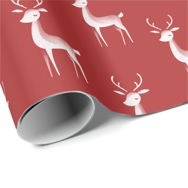 Minimalistische Weihnachtsfeier Rot und Weiße Rent Geschenkpapier (Rolleneckpunkt)