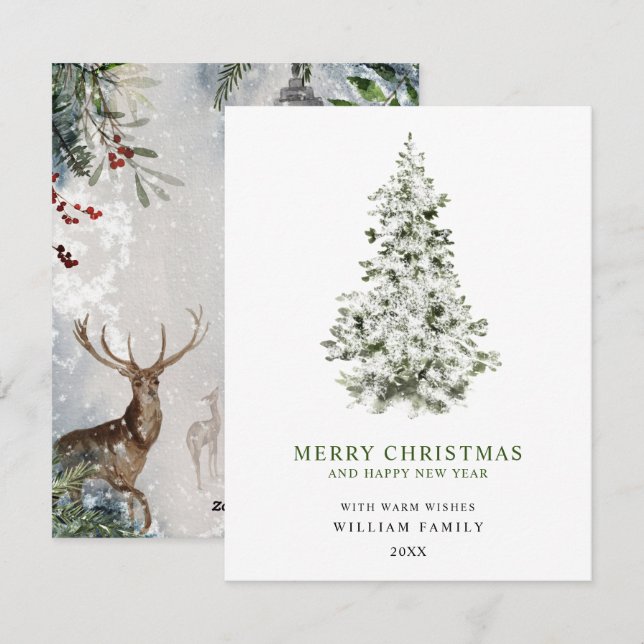 Minimalistische Weihnachtskarte Feiertagskarte (Vorne/Hinten)