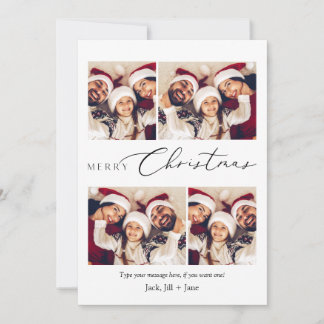 Minimalistische Weihnachtskarte mit 5 Fotos Einladung
