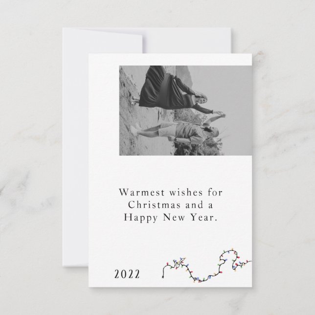 Minimalistische Weihnachtskarte mit zwei Fotos Dankeskarte (Rückseite)