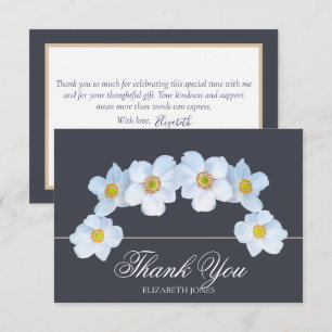 Minimalistische weiße Anemone-Braut-Thank-You-Kart Dankeskarte