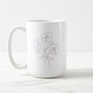 minimalistische weiße Blumen auf schwarzer Ästheti Kaffeetasse