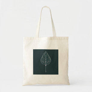 Minimalistische weiße botanische Blatt-Linienkunst Tragetasche