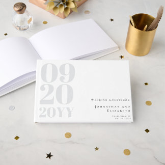 Minimalistische, weiße Hochzeit Gästebuch