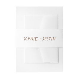 Minimalistische weiße Hochzeitseinladung mit Bauch Einladungsbanderole