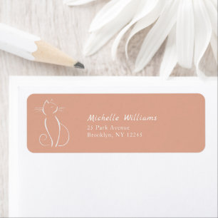 Minimalistische weiße Katze auf rosa Etikett Name