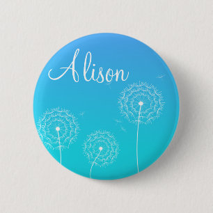 Minimalistische weiße Lüster Blume Name Button