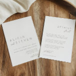 Minimalistische Weiße Moderne auf einer Hochzeit Einladung<br><div class="desc">Das Design besticht durch einen handgeschriebenen Schriftart und modernes minimalistisches Design. Konzipiert für die "ESSENTIALS" Hochzeitskollektion. Klicken Sie zum Ändern der Details auf "Personalisieren". Klicken Sie auf den Link Sammlung auf dieser Seite, um alle passenden Elemente in diesem schönen Design zu sehen, oder sehen Sie sich die Sammlung hier an:...</div>