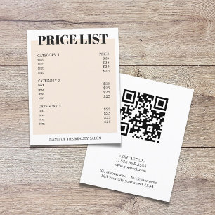 Minimalistische weiße Pastel Fett QR Code Salon Flyer