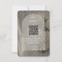 Minimalistische weiße Punkte Hochzeit RSVP QR Code