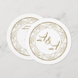 Minimalistische weiße und goldene Hochzeitseinladu Einladung