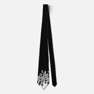 Minimalistische weiße und schwarze Blumenkrawatte Krawatte