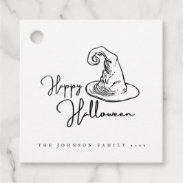 Minimalistische, weiße und schwarze Hexen, Hallowe Geschenkanhänger