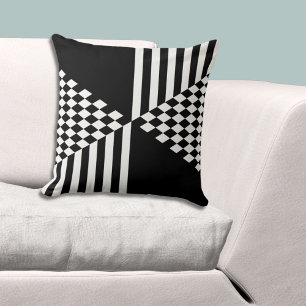 Minimalistische, weiße und schwarze Streifen Diama Kissen