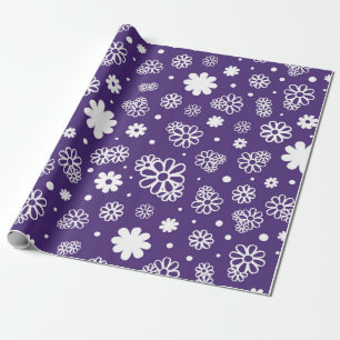 Minimalistische weiße und violette Blumen Geschenkpapier