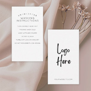Minimalistische weiße Waschanleitung-Logo Visitenkarte
