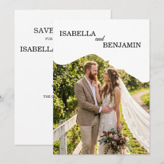 Minimalistische Wellenrand-Foto-Hochzeit Einladung