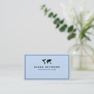 Minimalistische Weltkarte blau modern professionel Visitenkarte