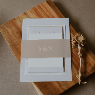 Minimalistische westliche Hochzeit Latte-Beige Einladungsbanderole