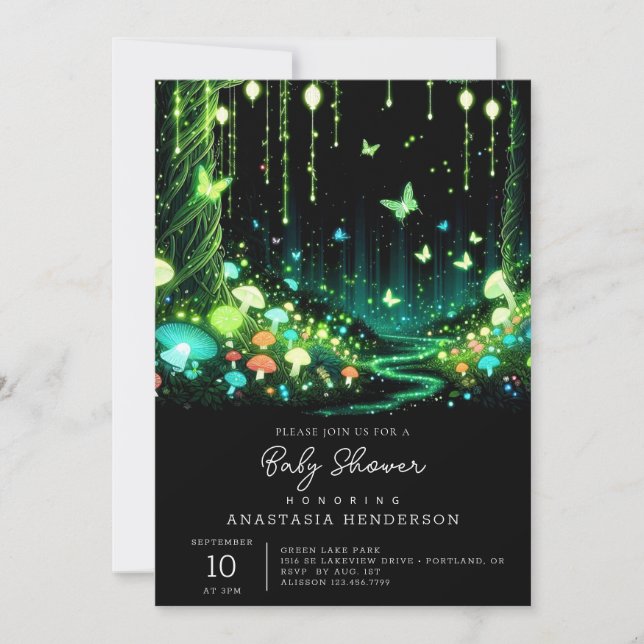 Minimalistische Whimsical Enchanted Forest Baby Du Einladung (Vorderseite)