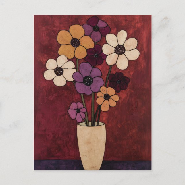 Minimalistische Whimsy-Blume Nr. 038 Postkarte (Vorderseite)