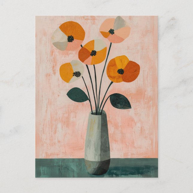 Minimalistische Whimsy-Blume Nr. 040 Postkarte (Vorderseite)