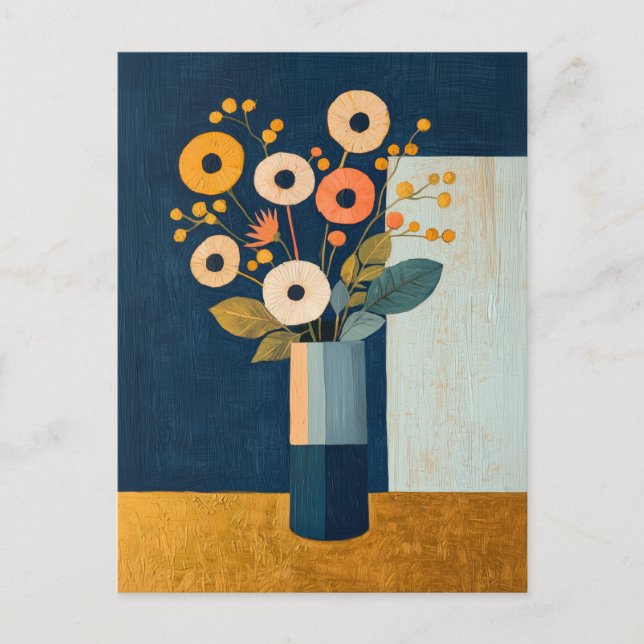 Minimalistische Whimsy-Blume Nr. 062 Postkarte (Vorderseite)