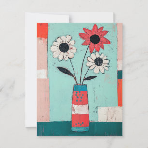 Minimalistische Whimsy-Blume Nr. 084 Postkarte